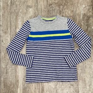 Mini Boden Blue and Gray Long Sleeve Tee with Stripes